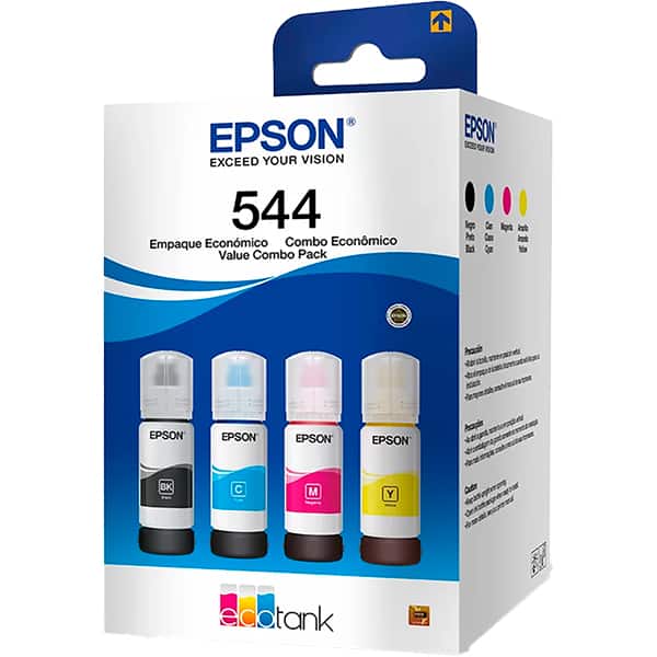 Kit com 4 Garrafa de Tintas de Tinta Epson, Preto, Ciano, Magenta, Amarelo, T544520-4P - Epson - 1 UN